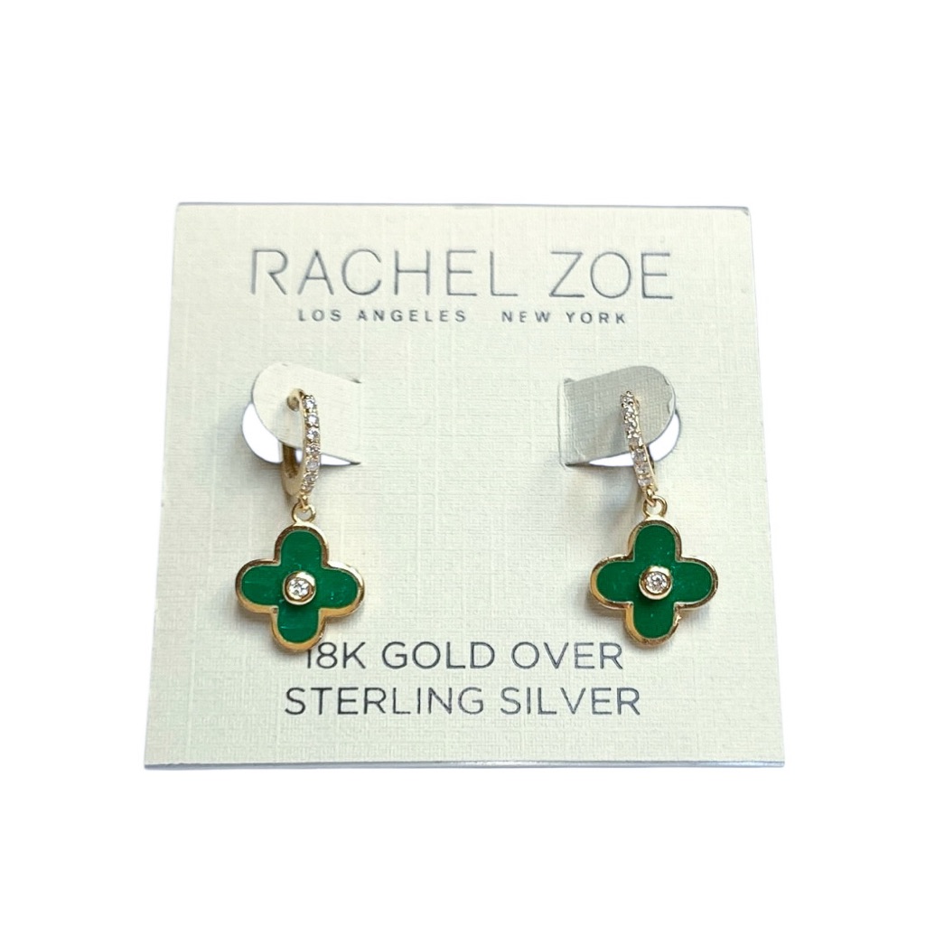 Rachel Zoe 18kt Gp Sterling Silver Clover Huggie Earrings